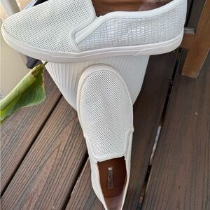 Halogen White Perforated Slip-On Loafers